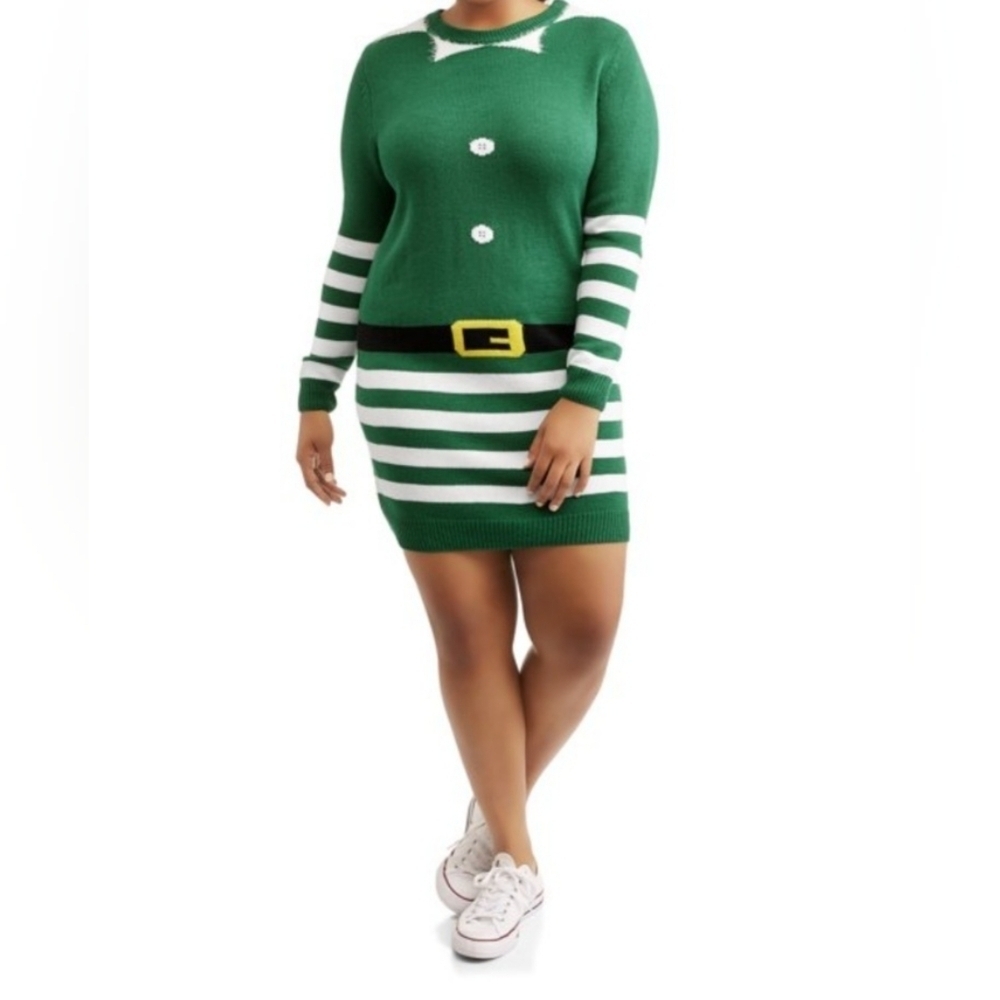 1X RUE21 Cotton Blend Christmas Elf Dress or Tunic Sweater EUC